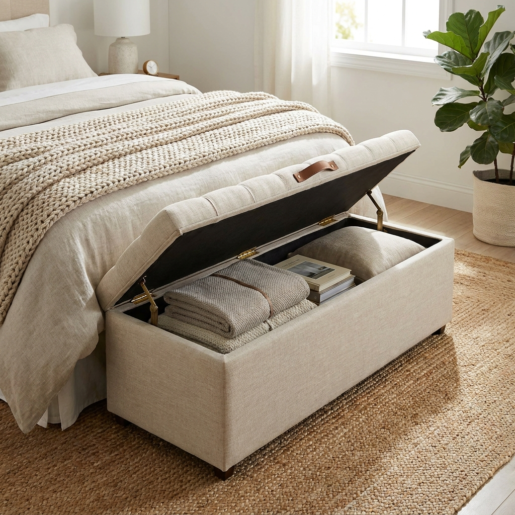 Foldable storage bench