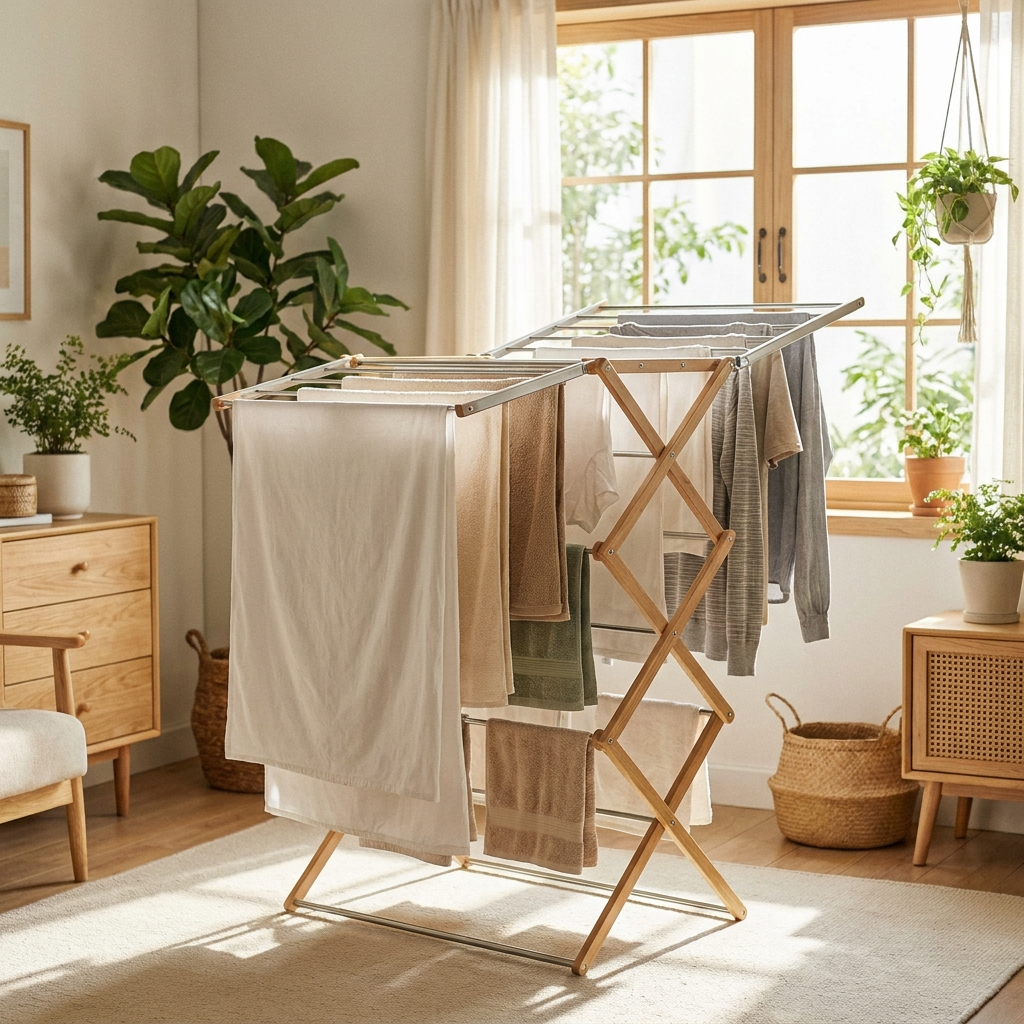 Foldable laundry drying rack